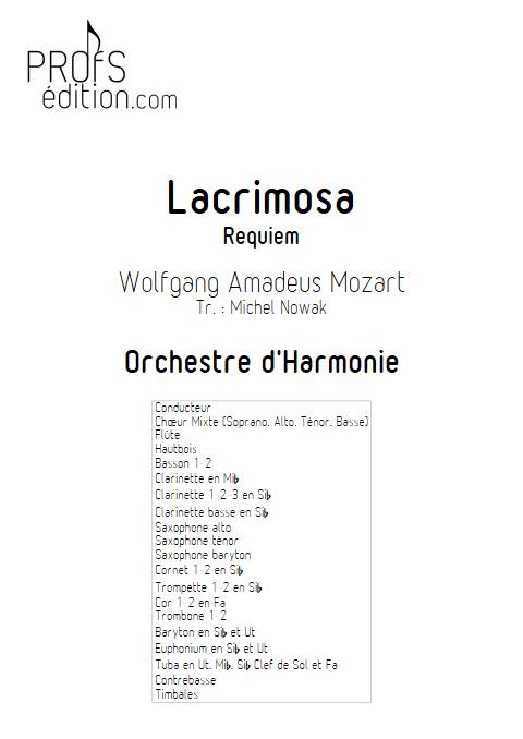 Lacrimosa - Requiem - Harmonie et chœur - MOZART W. A. - page de garde