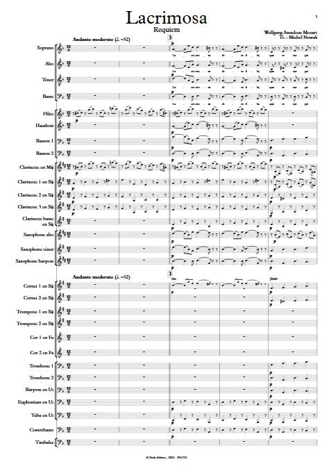 Lacrimosa - Requiem - Harmonie et chœur - MOZART W. A. - app.scorescoreTitle