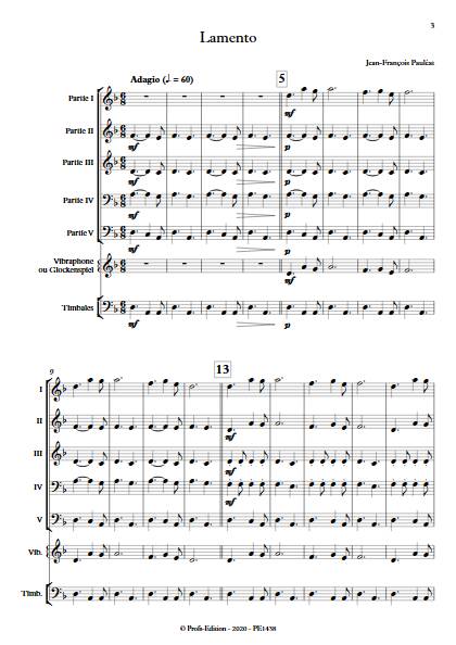 Lamento - Ensemble Variable - PAULEAT J. F. - Partition