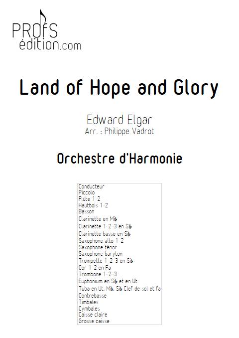 Pomp and Circumstance - Land of hope and glory - Orchestre d'harmonie - ELGAR E. - page de garde