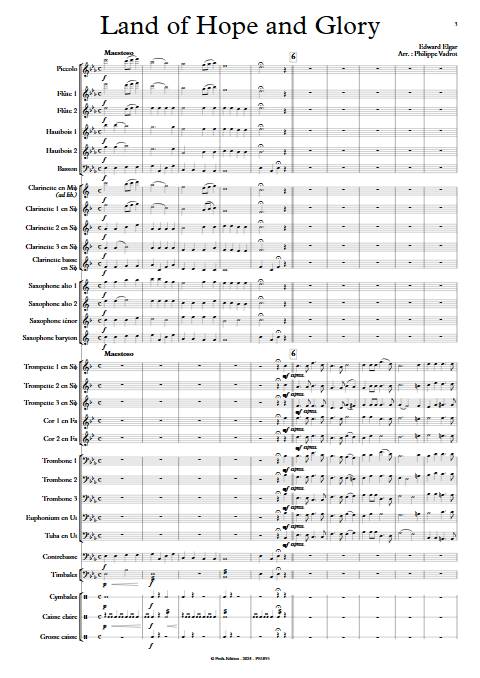 Pomp and Circumstance - Land of hope and glory - Orchestre d'harmonie - ELGAR E. - Partition