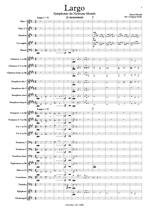 Largo (Symphonie du nouveau monde) - Orchestre d'Harmonie - FRELAT G. - Partition