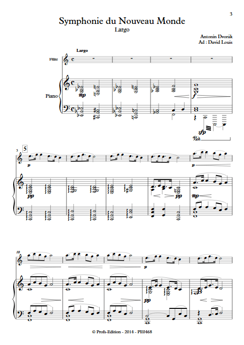Symphonie du Nouveau Monde (Largo) - Flûte et Piano - DVORAK A. - app.scorescoreTitle