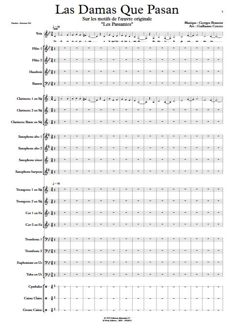 las damas que pasan - Orchestre d'harmonie - BRASSENS G. - Partition