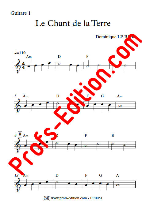 Chant de la Terre - Trios Guitare - LE BARS D. - Partition