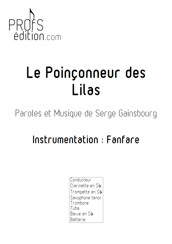 Le Poinçonneur des Lilas - Fanfare - GAINSBOURG S. - page de garde