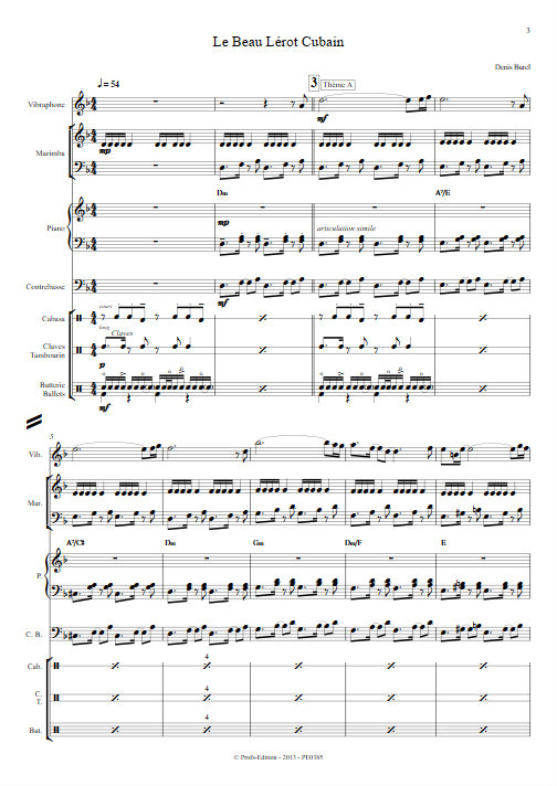 Le Beau Lérot Cubain - Ensemble de Percussions - BUREL D. - Partition