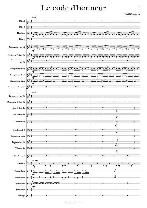 Le Code d'Honneur - Orchestre d'Harmonie - CHAMPCLOS D. - Partition