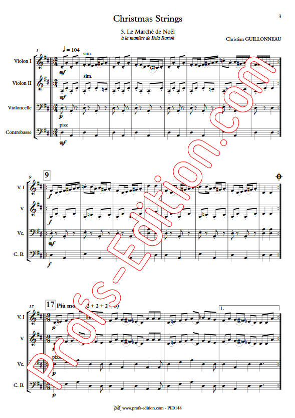 Le Marché de Noël - Orchestre Cordes - GUILLONNEAU C. - Partition