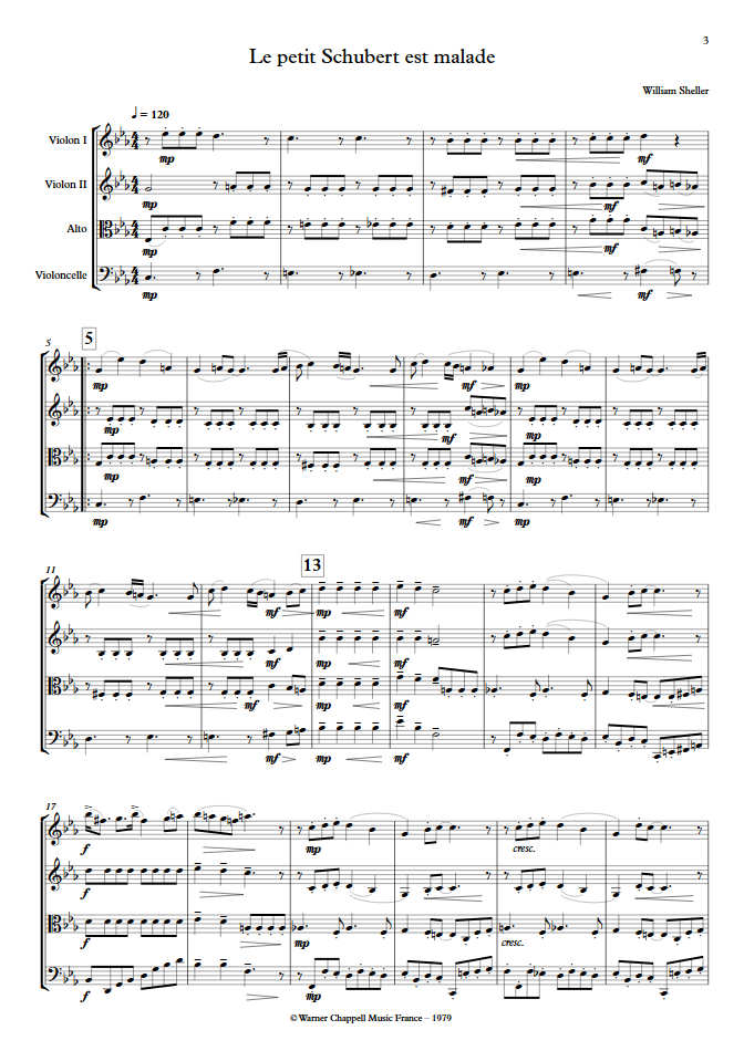 Le Petit Schubert est Malade - Quatuor à Cordes - SHELLER W. - app.scorescoreTitle