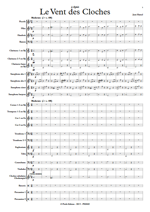 Le vent des cloches - Orchestre d'Harmonie - HAMEL J. - Partition