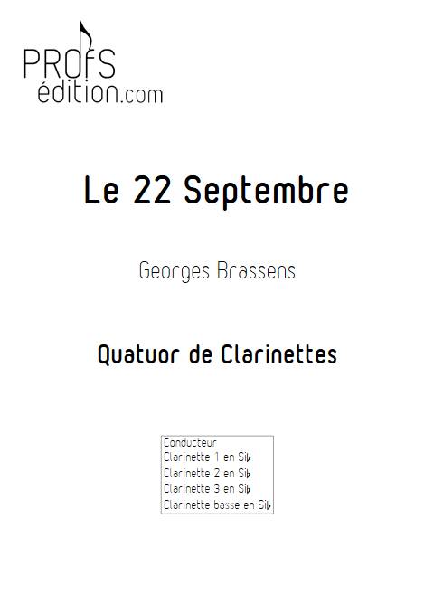 Le 22 Septembre - Quatuor de Clarinettes - BRASSENS G. - page de garde