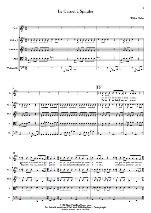 Le Carnet à Spirales - Chant et Quatuor à Cordes - SHELLER W. - Partition