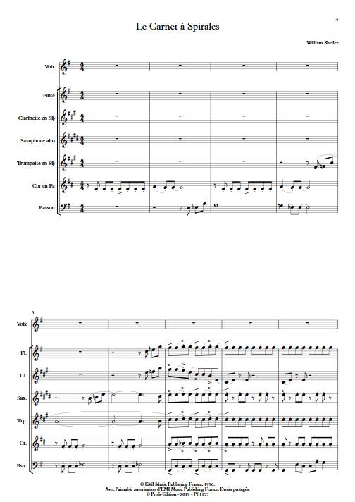 Le Carnet à Spirales - Chant et Septet à vents - SHELLER W. - Partition