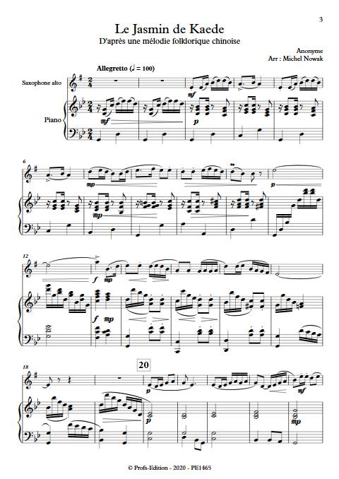 Le Jasmin de Kaede - Saxophone Piano - ANONYME - Partition