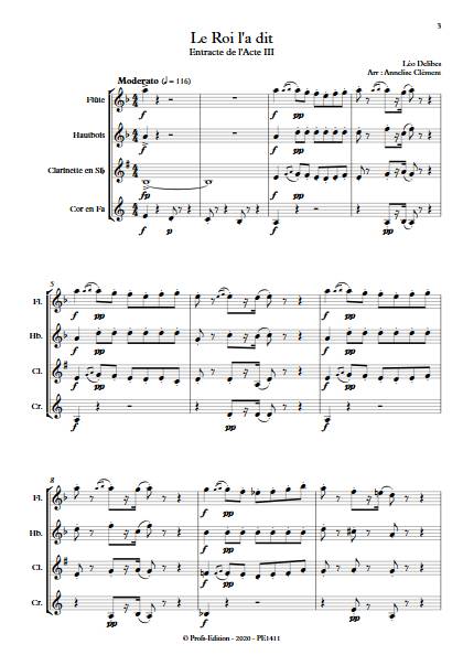 Le Roi l'a dit - Quatuor à vent - DELIBES L. - Partition