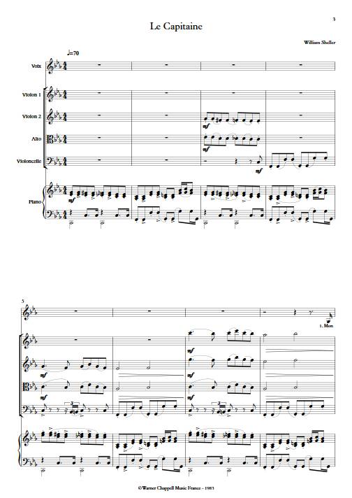 Le capitaine - Chant et Quintette à Cordes - SHELLER W. - app.scorescoreTitle
