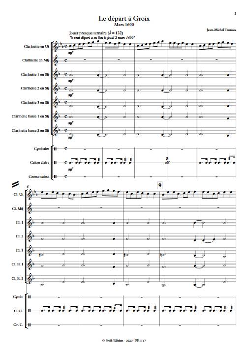 Le départ à Groix mars 1690 - Ensemble de Clarinettes - TROTOUX J. M. - Partition
