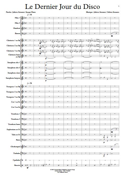 Le dernier jour du disco - Orchestre d'harmonie - ARMANET J. - Partition
