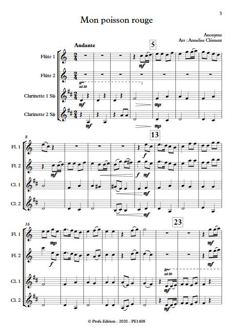 Le poisson rouge - Quatuor à vent - ANONYME - Partition