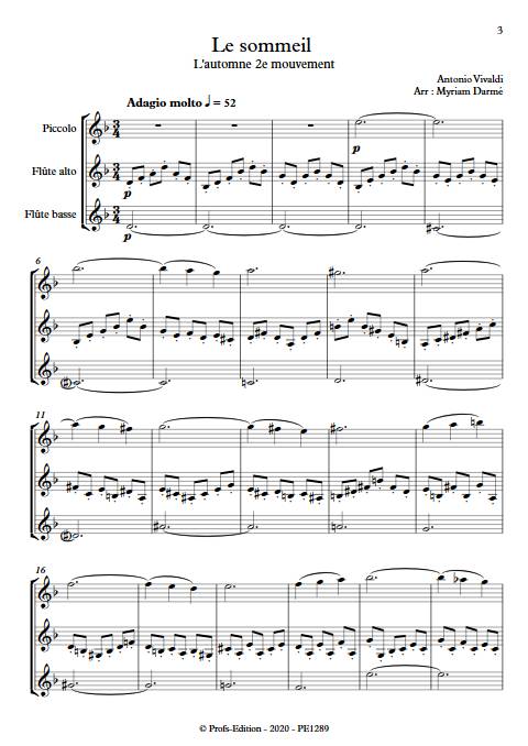 Le sommeil - Trio de FLûtes - VIVALDI A. - Partition