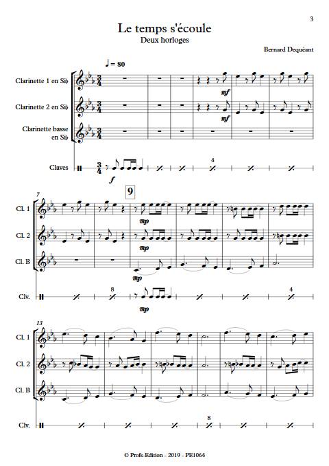 Le temps s'écoule - Trio de Clarinettes - DEQUEANT B. - Partition