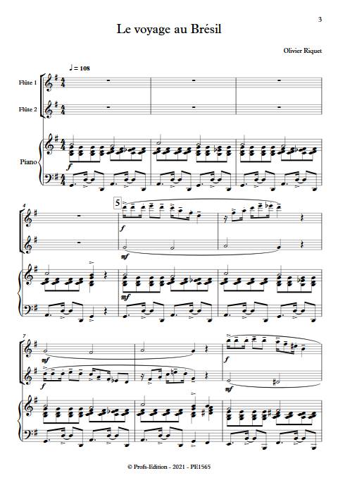 Le voyage au Brésil - Trio  - RIQUET O. - Partition