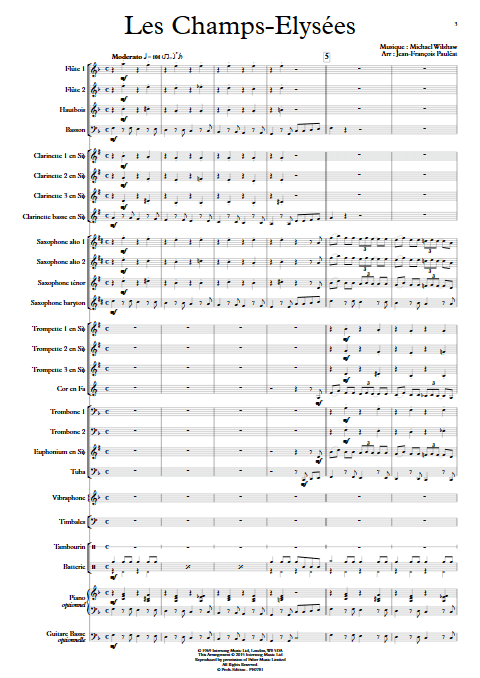 Les Champs Elysees - Orchestre d'Harmonie - WILSHAW M. - Partition