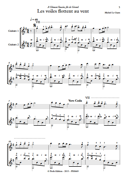 Les voiles flottent au vent - Duo de Guitares - LE GUEN M. - Partition