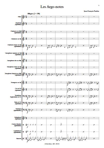 Les Argo-notes - Orchestre d'harmonie - PAULEAT J-F. - Partition