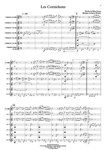 Les Cornichons - Ensemble de Clarinettes - BOOKER J. - Partition