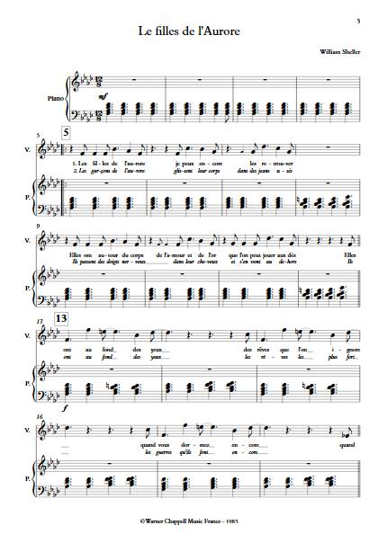 les filles de l'aurore - Chant et Quintette à Cordes - SHELLER W. - Partition