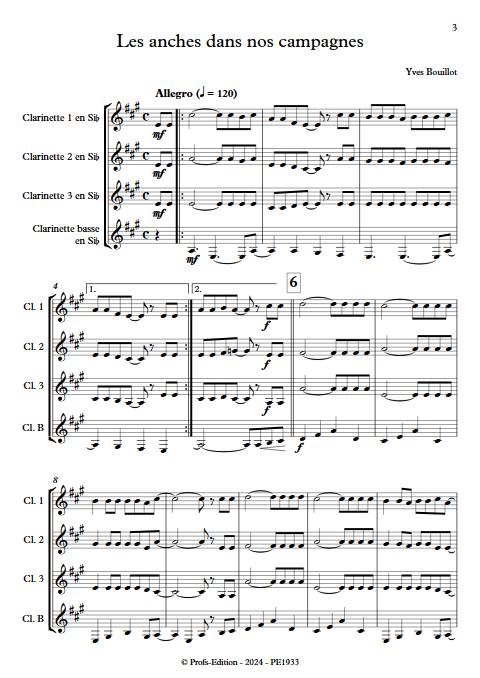 Les anches dans nos campagnes - Quatuor de Clarinettes - BOUILLOT Y. - Partition