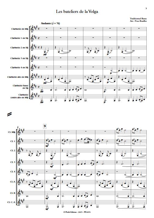 Les bateliers de la Volga - Ensemble de Clarinettes - TRADITIONNEL RUSSE - Partition