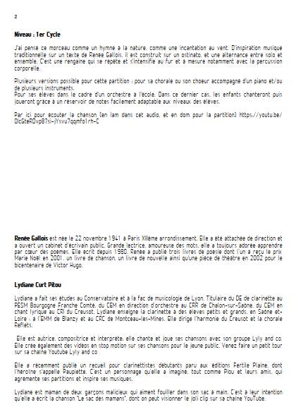 Les cinq vents - Ensemble variable - CURT PITOU L. - Fiche Pédagogique