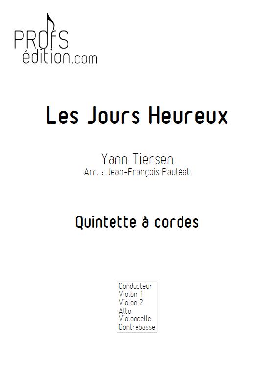 Les jours heureux - Quintette à cordes - TIERSEN Y. - page de garde