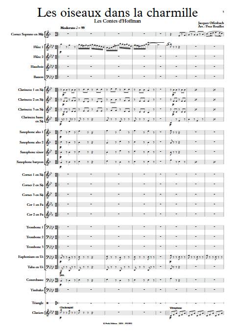 Les oiseaux dans la charmille - Cornet Mib & Orchestre d'Harmonie - OFFENBACH J. - Partition