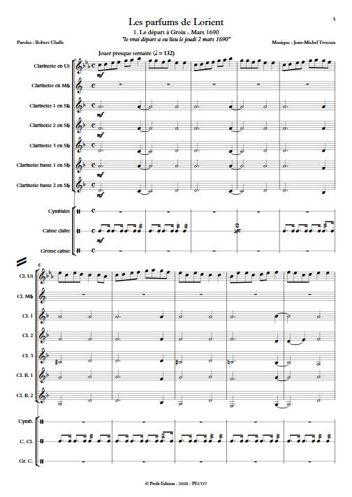 Les parfums de Lorient - Ensemble de Clarinette, Percussions & récitant - TROTOUX J-M. - Partition