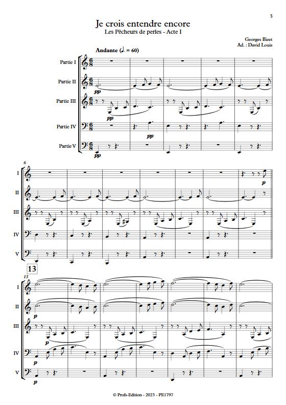 Les pêcheurs de perles - Ensemble Variable - BIZET G. - Partition