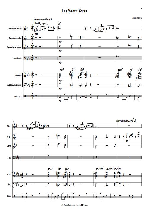Les volets verts - Septet Jazz - VALLEJO A. - Partition