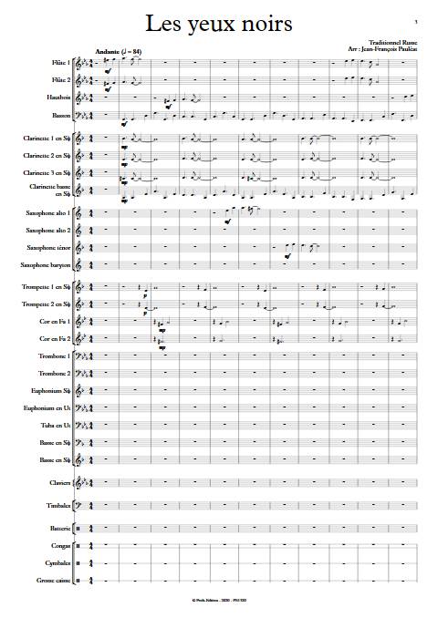 Les yeux noirs - Orchestre d'Harmonie - TRADITIONNEL RUSSE - Partition