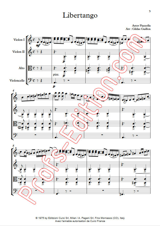 Libertango - Quatuor à Cordes - PIAZZOLLA A. - Partition