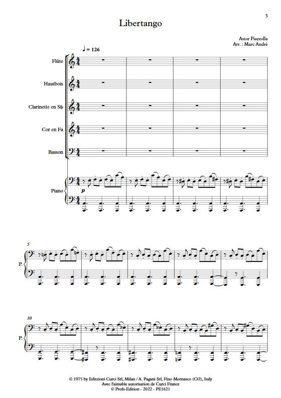 Libertango - Quinette à vents - PIAZZOLLA A. - Partition