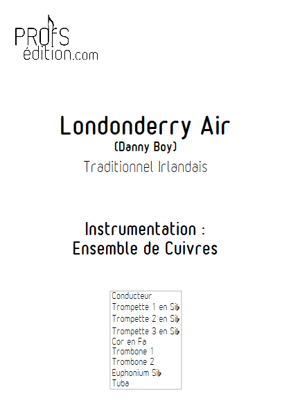 Londonderry Air - Ensemble de Cuivres - TRADITIONNEL IRLANDAIS - page de garde