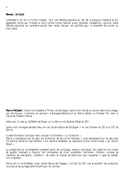 Londonderry Air - Ensemble de Cuivres - TRADITIONNEL IRLANDAIS - Fiche Pédagogique