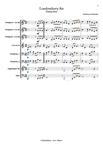 Londonderry Air - Ensemble de Cuivres - TRADITIONNEL IRLANDAIS - Partition