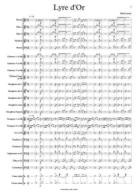 Lyre d'or - Orchestre d'Harmonie - LACOSTE R. - Partition