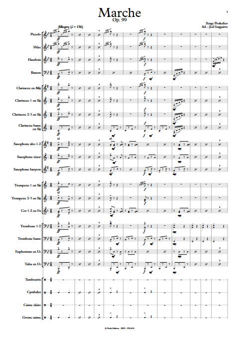 Marche Op. 99 - Orchestre d'Harmonie - PROKOFIEV S. - Partition