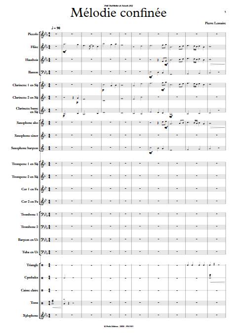 Mélodie confinée - Orchestre d'harmonie - LEMAIRE P. - app.scorescoreTitle