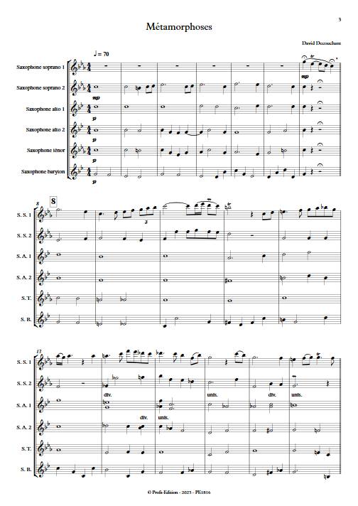 Métamorphoses - Ensemble de Saxophones - DECOUCHANT D. - Partition
